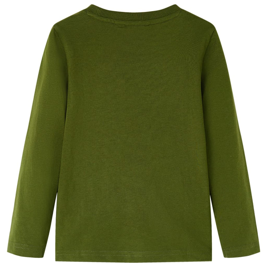 Kindershirt met lange mouwen 104 donkerkakikleurig Kaki