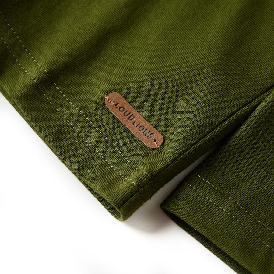 Kindershirt met lange mouwen 104 donkerkakikleurig Kaki
