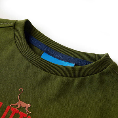 Kindershirt met lange mouwen 116 donkerkakikleurig Kaki