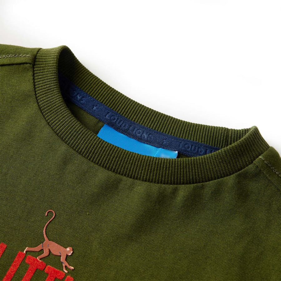 Kindershirt met lange mouwen 116 donkerkakikleurig Kaki