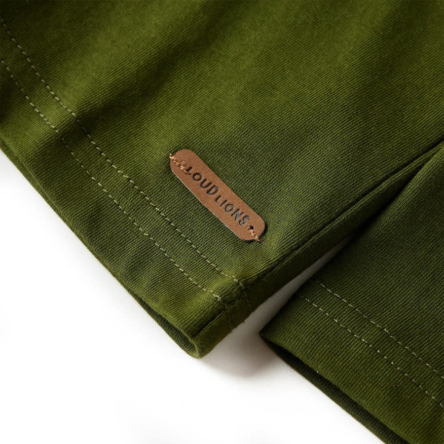 Kindershirt met lange mouwen 116 donkerkakikleurig Kaki
