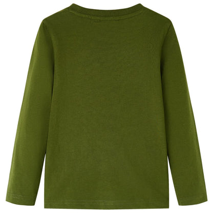 Kindershirt met lange mouwen 128 donkerkakikleurig Kaki