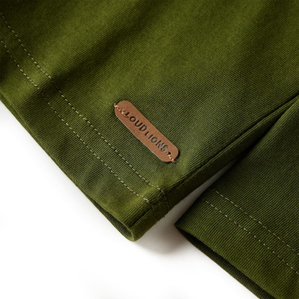 Kindershirt met lange mouwen 128 donkerkakikleurig Kaki
