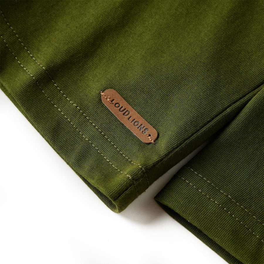 Kindershirt met lange mouwen 128 donkerkakikleurig Kaki