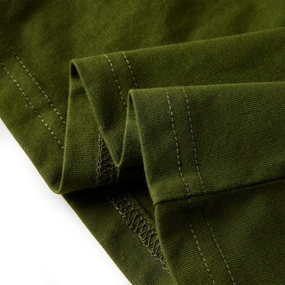 Kindershirt met lange mouwen 128 donkerkakikleurig Kaki