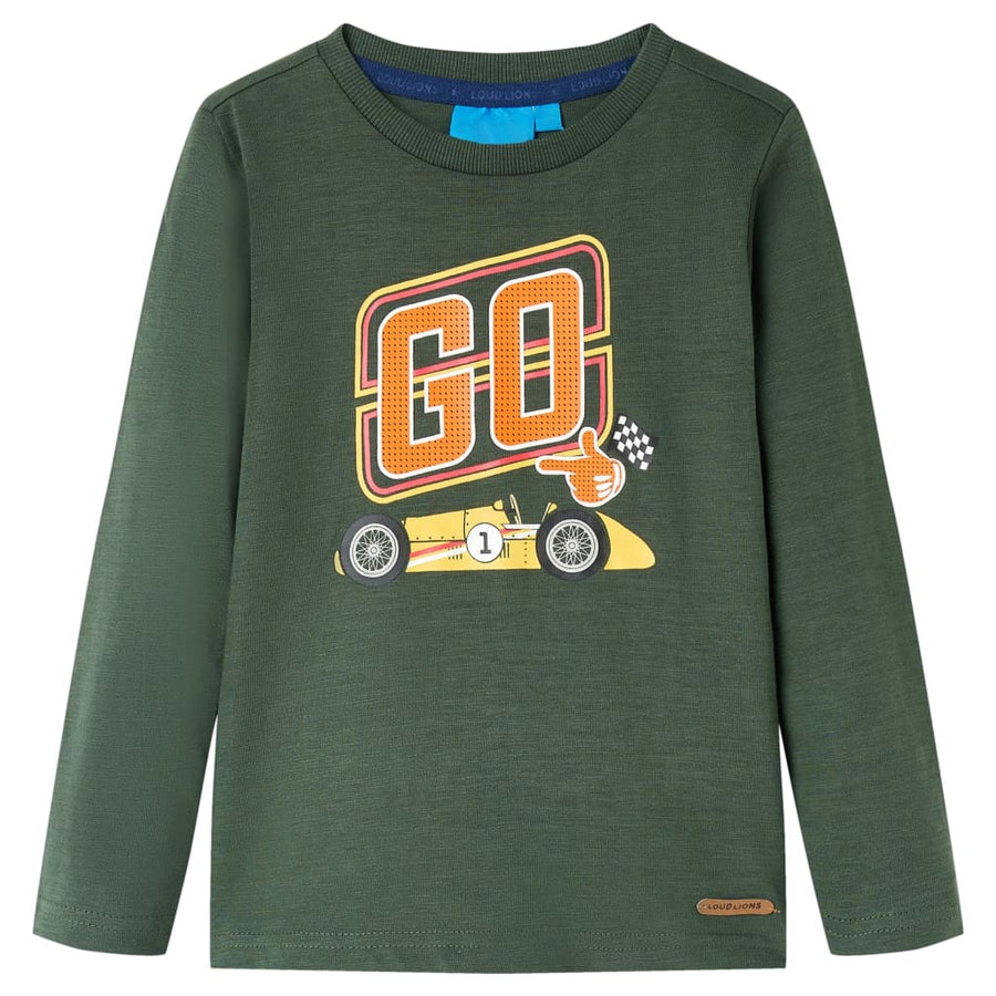 Kindershirt met lange mouwen 92 donkergroen Donkergroen