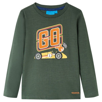 Kindershirt met lange mouwen 104 donkergroen Donkergroen 104