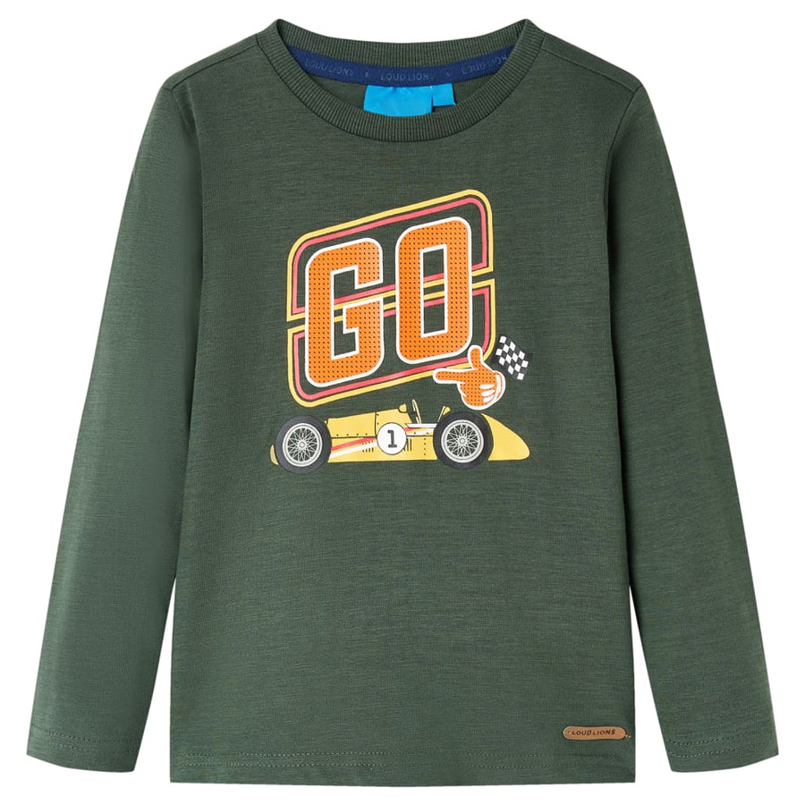 Kindershirt met lange mouwen 104 donkergroen Donkergroen 104