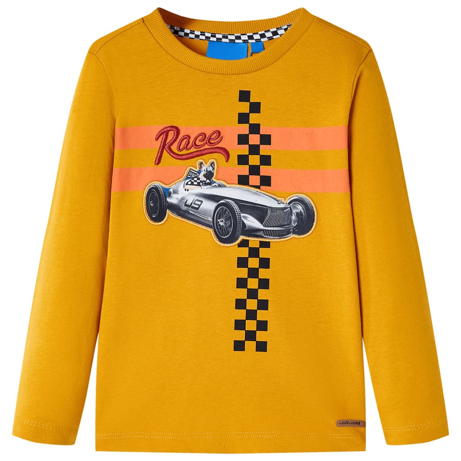 Kindershirt met lange mouwen 104 okerkleurig Oker