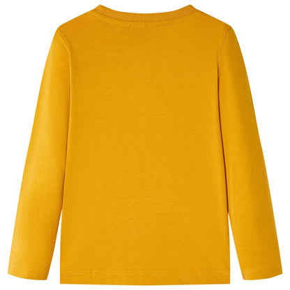 Kindershirt met lange mouwen 128 okerkleurig Oker