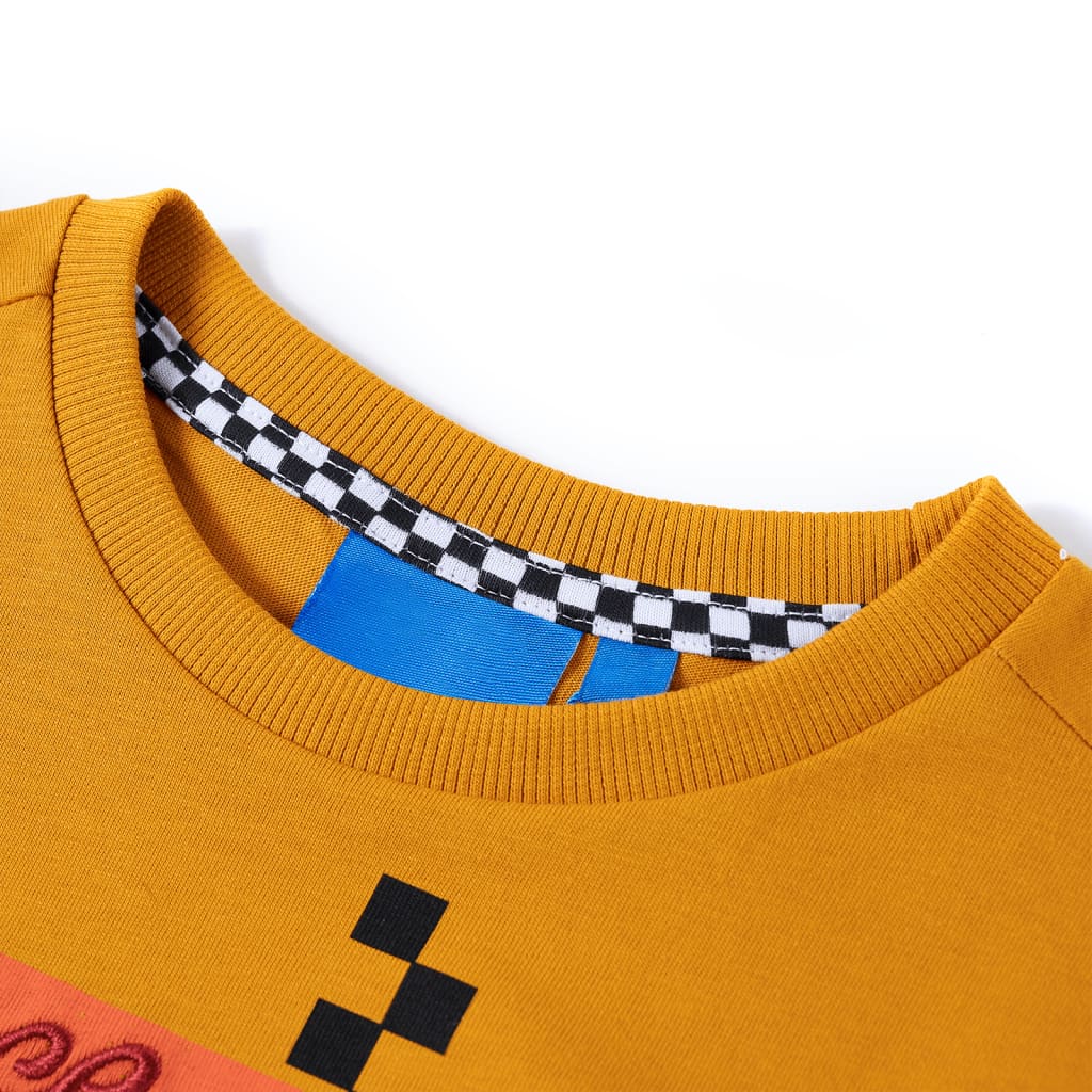 Kindershirt met lange mouwen 128 okerkleurig Oker