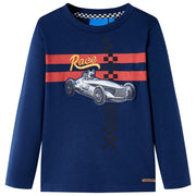 Kid's long-sleeved shirt 104 navy blue