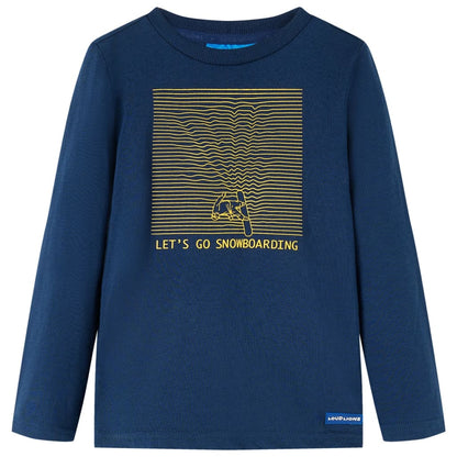 Kindershirt met lange mouwen 128 marineblauw