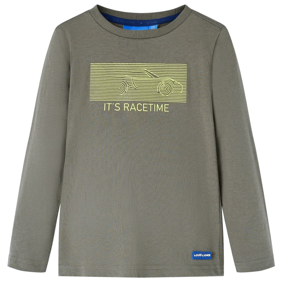 Kindershirt met lange mouwen 104 kakikleurig