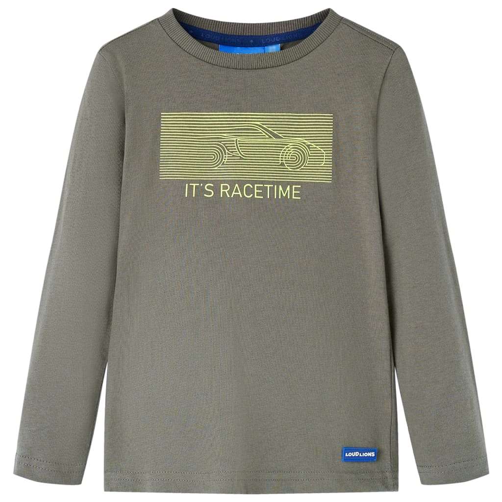 Kindershirt met lange mouwen 128 kakikleurig