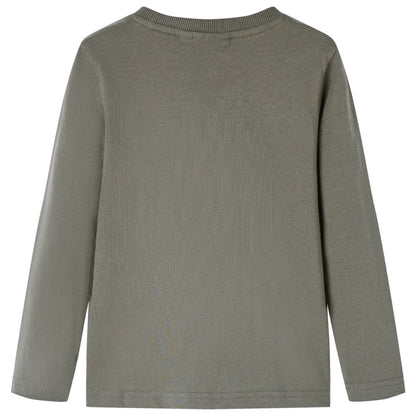Kindershirt met lange mouwen 128 kakikleurig