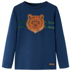 Kindershirt lange mouwen 116 marineblauw beerprint