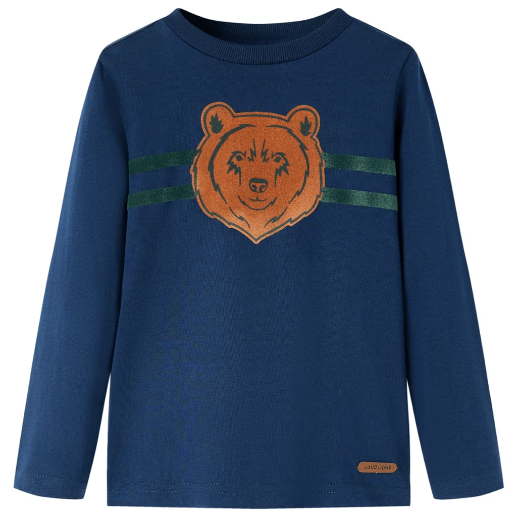 Kindershirt met lange mouwen 128 marineblauw Marineblauw 128