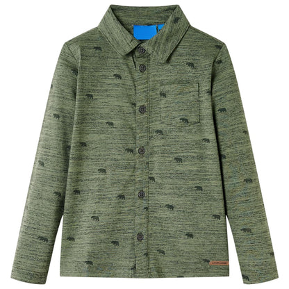 Kindershirt 104 gemêleerd kakikleurig