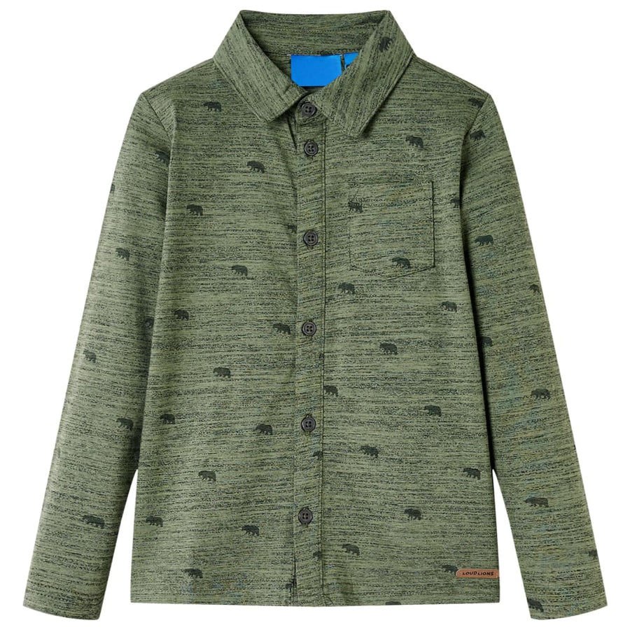 Kindershirt 116 gemêleerd kakikleurig