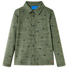 Kindershirt 128 gemêleerd kaki lange mouwen