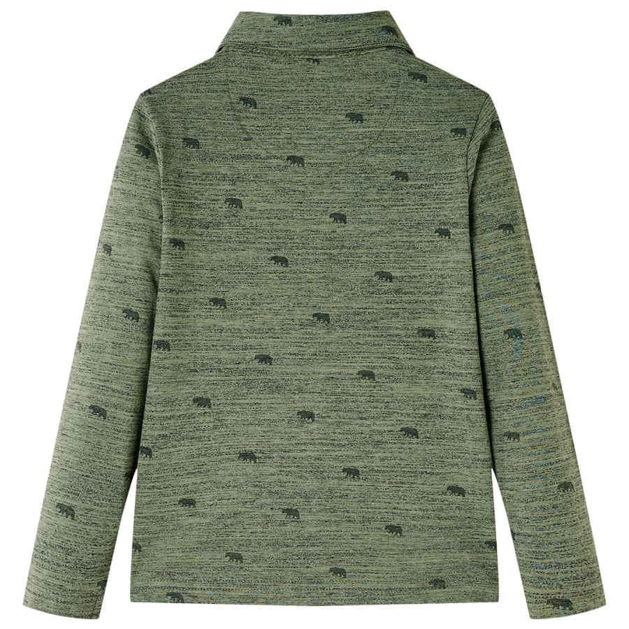 Kindershirt 128 gemêleerd kakikleurig