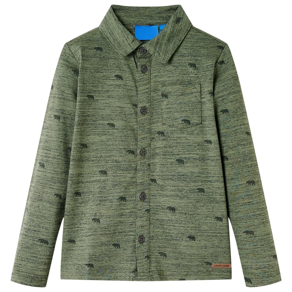 Kindershirt 140 gemêleerd kakikleurig 140