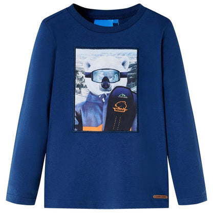 Kindershirt met lange mouwen 116 jeansblauw Blauw 116