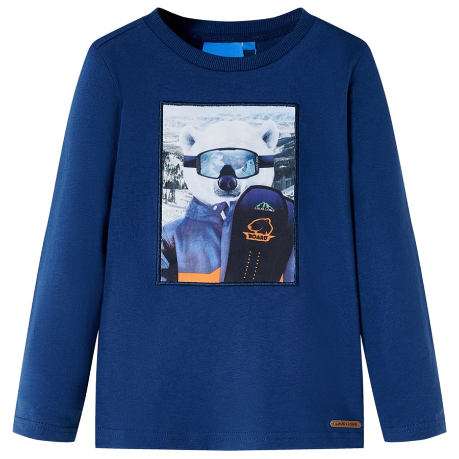 Kindershirt met lange mouwen 116 jeansblauw Blauw 116