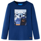 Kindershirt lange mouwen 128 jeansblauw