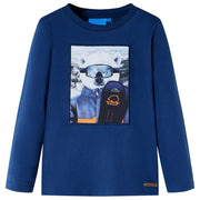 Kindershirt lange mouwen 128 jeansblauw