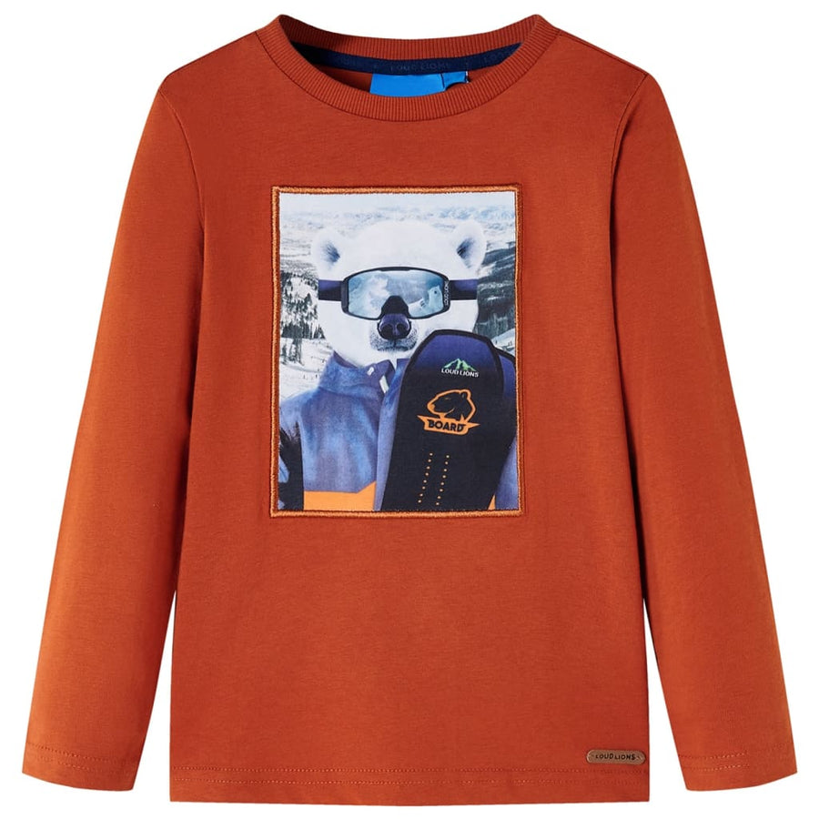 Kindershirt met lange mouwen 140 lichtroestkleurig Roestbruin 140