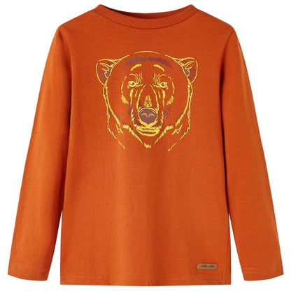 Kindershirt met lange mouwen 104 lichtroestkleurig Roestbruin 104