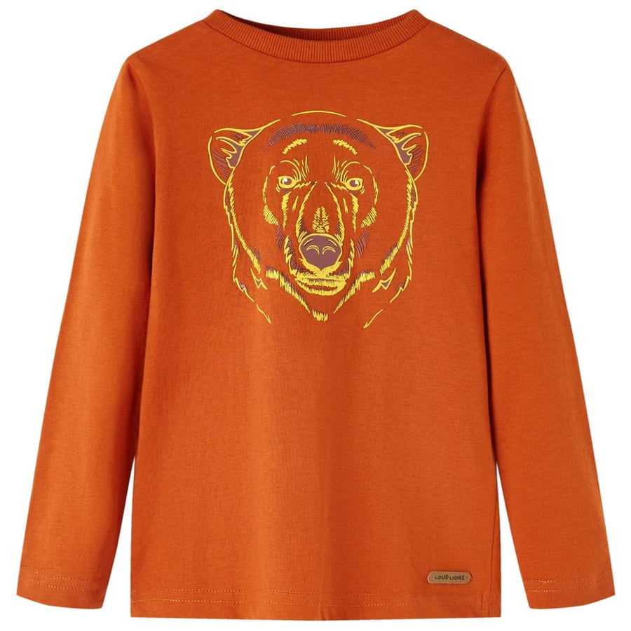 Kindershirt met lange mouwen 104 lichtroestkleurig Roestbruin 104