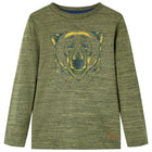 Kindershirt lange mouwen 104 gemêleerd kaki