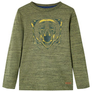 Kindershirt lange mouwen 104 gemêleerd kaki