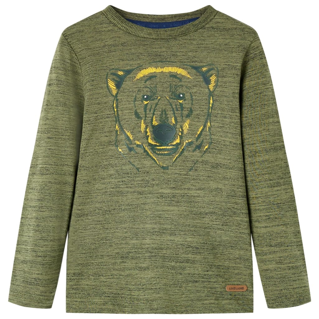 Kindershirt met lange mouwen 104 gemêleerd kakikleurig Kaki 104