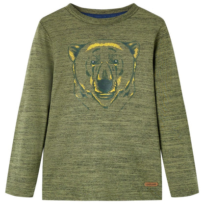 Kindershirt met lange mouwen 104 gemêleerd kakikleurig Kaki 104