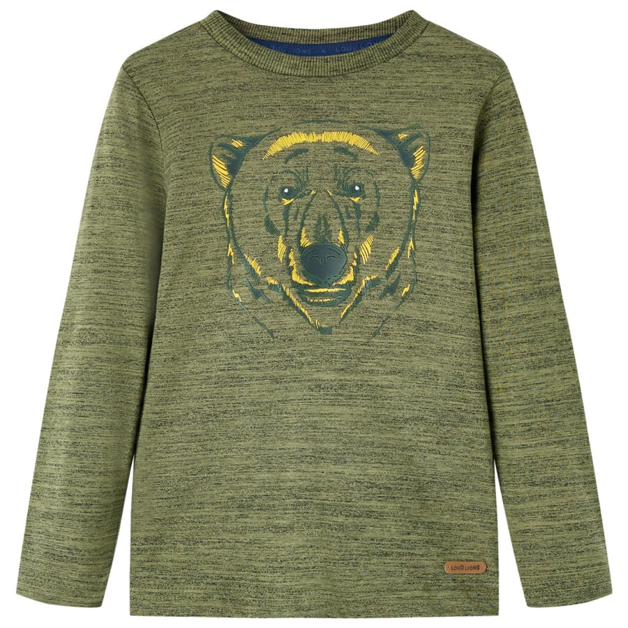 Kindershirt met lange mouwen 104 gemêleerd kakikleurig Kaki 104