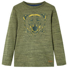Kindershirt lange mouwen 128 gemêleerd kaki