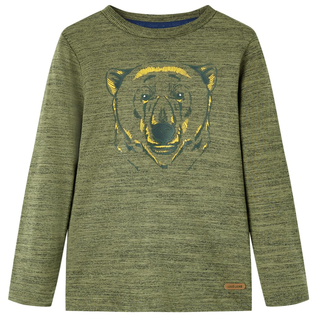 Kindershirt met lange mouwen 128 gemêleerd kakikleurig Kaki 128