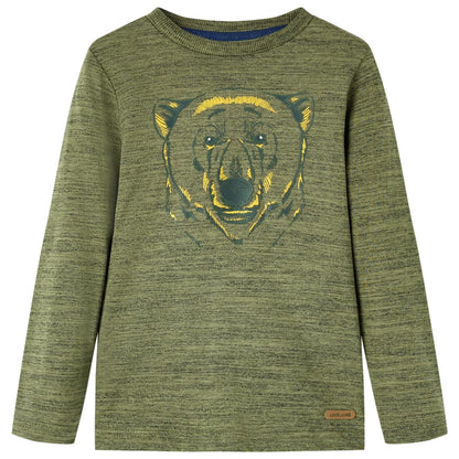 Kindershirt met lange mouwen 128 gemêleerd kakikleurig Kaki 128