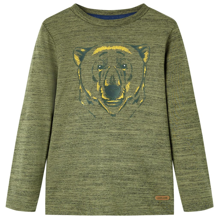 Kindershirt met lange mouwen 128 gemêleerd kakikleurig Kaki 128