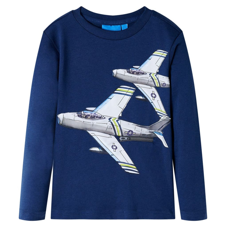Kindershirt met lange mouwen 92 marineblauw Marineblauw