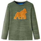 Kindershirt lange mouwen 104 gemêleerd kaki
