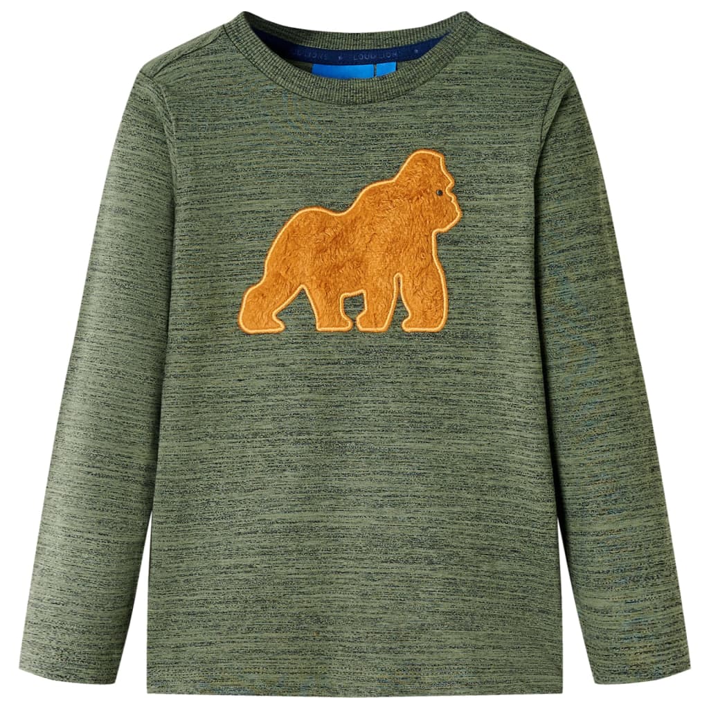 Kindershirt met lange mouwen 104 gemêleerd kakikleurig