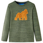 Kindershirt lange mouwen 116 gemêleerd kaki