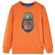 Kindertrui 128 donkeroranje gorilla print
