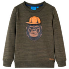 Kindertrui 104 gemêleerd donkerkaki gorilla