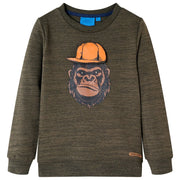 Kindertrui 104 gemêleerd donkerkaki gorilla